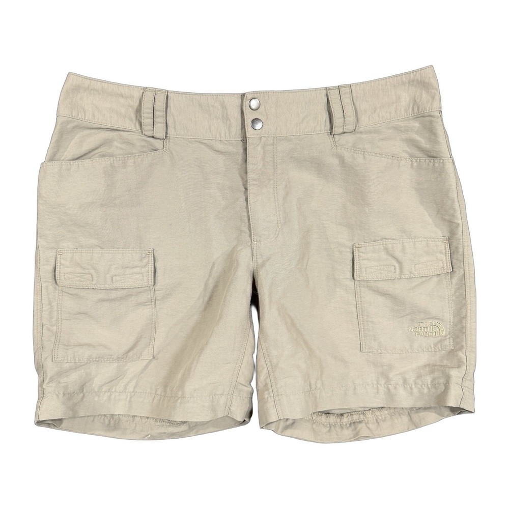 The North Face Womens Khaki Hiking Cargo Shorts Size 10 Tan Nylon Outdoor Trail